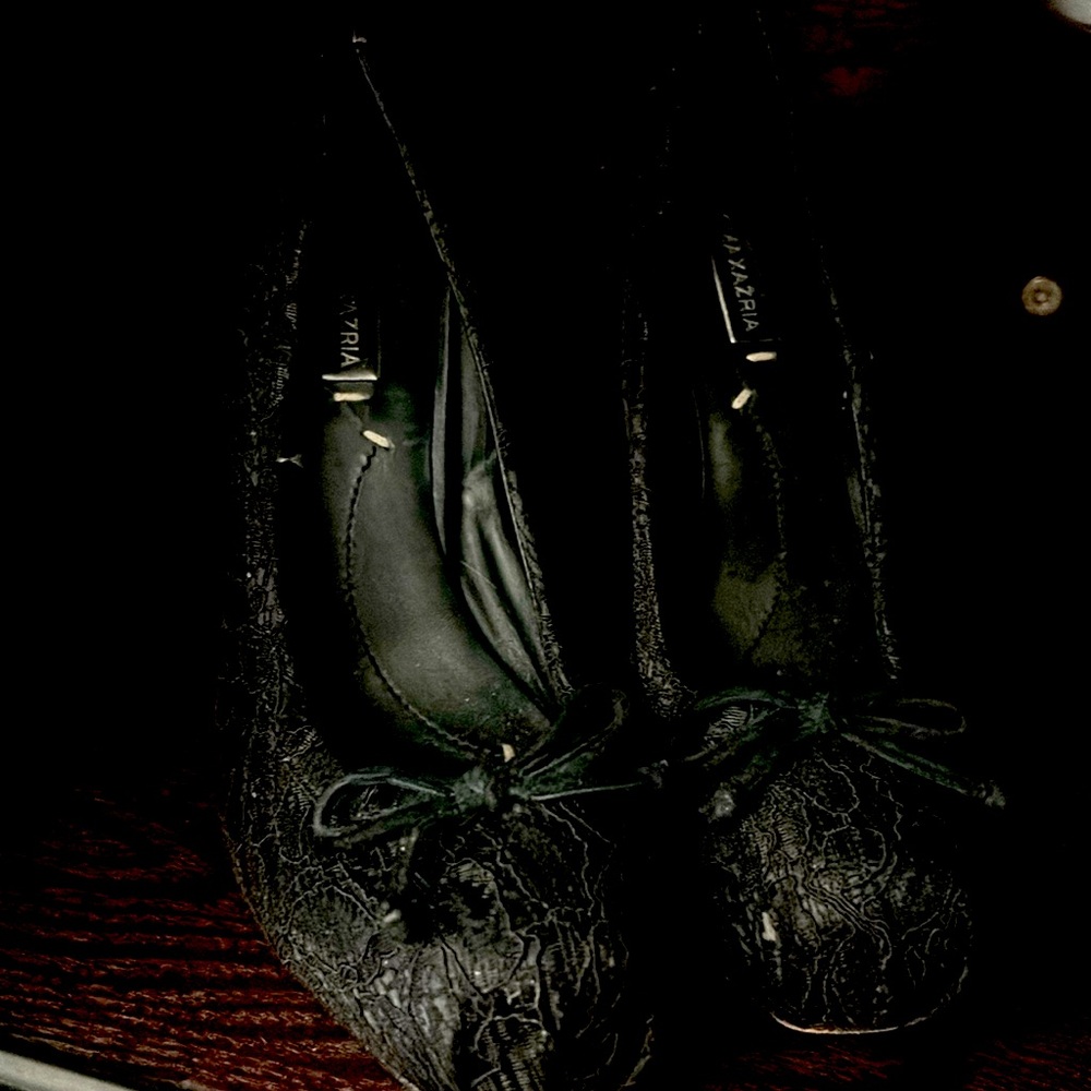 Black lace heels